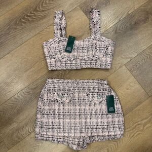 Wild Fable Pink and Black Tweed Set - crop top & skort